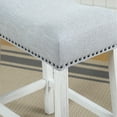 thumbnail image 3 of CoCo Upholstered Counter Height Stools - Saddle Seat, White-Washed Finish, Gray Fabric, Set of 2 - Wood - Stylis Design - Countertop - Durable, 3 of 5