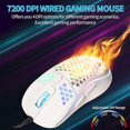 thumbnail image 3 of Otro accesorio de automatización del hogar Ratón para juegos con cable de nido de abeja, retroiluminación RGB y 7200 DPI ajustables, ratón de computadora USB ergonómico y liviano con, 3 of 5