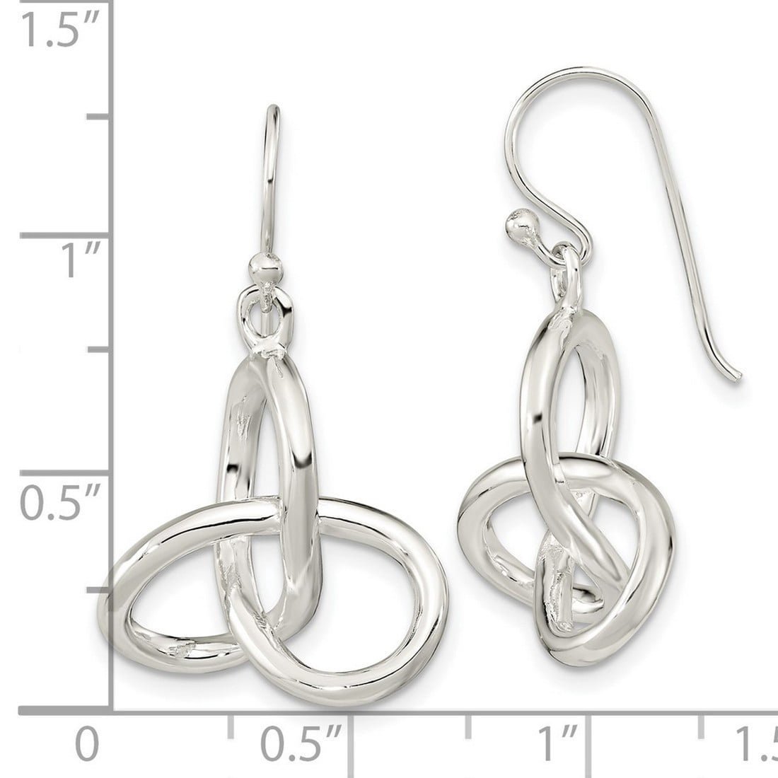 925 Sterling Silver Polished Knot Dangle Shephard Hook Earrings 31.43x19.23mm Wide Dangle Earring for Women