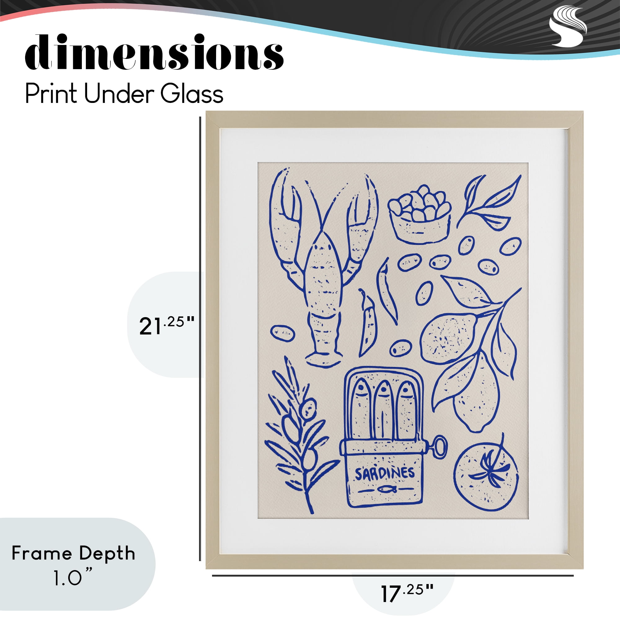 Stupell Industries Seafood & Herbs Simplicity Birch Framed Print Under Glass, design by Camila Juncos