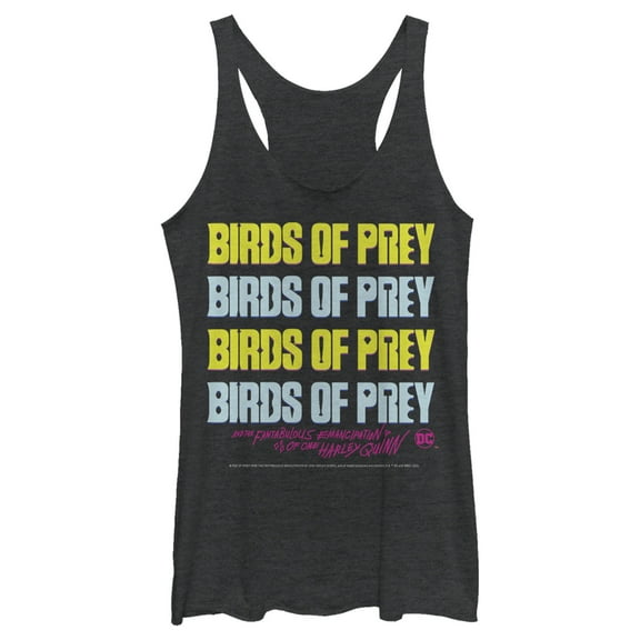 Women's Birds of Prey Logo Stack  Racerback Tank Top Black Heather X Large