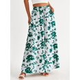 thumbnail image 6 of Women Casual High Waist Wide Leg Pants Summer Long Palazzo Pants Pocket Lounge Vacation Clothes Green Print XL, 6 of 8