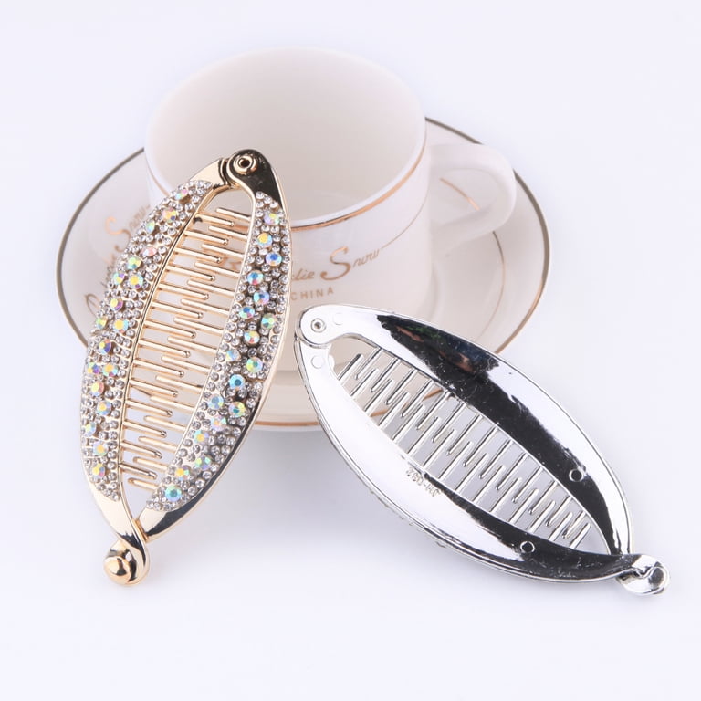 banana fish accessories Visland 2pcs Women Girl Banana Hair Clip, Fashion Elegant Shiny Rhinestone Crystal Fish Shape Grips Clamp Hair Clincher Rounded Edges Hair Comb