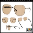 thumbnail image 2 of Mens Luxury Geometric Metal Rim Hustler Fashion Rectangle Sunglasses Silver Black - Beige, 2 of 8
