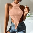 thumbnail image 2 of Birdeem Femmes Décontracté Uni Sans Manches à Col Licou Débardeur Chandail Blouse Gilet Hauts, 2 of 7