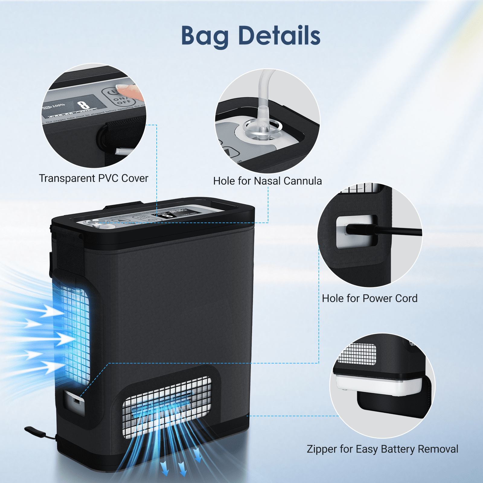 YANGKING Upgraded 1-8L Tube Machine 90% Out Portable O2 for Travel Home Use