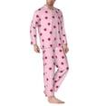 thumbnail image 2 of Salouo Strawberry And Heart Print Button-Front Long Sleeve Pajama Set for Men, Soft 2Pjs Men's Long Sleeve Sleepwear-Medium, 2 of 7