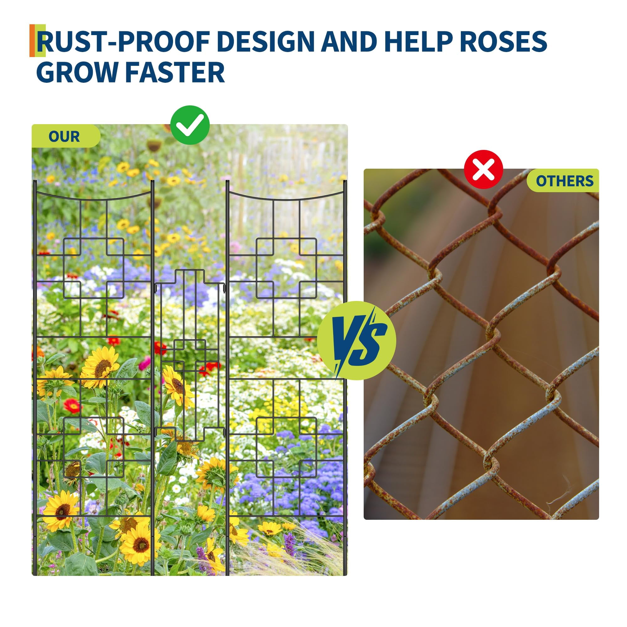 Danolapsi 1 Pack Panels No Dig Dog Fence Outdoor,6.9 Inch Tall Rustproof Animal Barrier with Gate, Decorative Garden Fence Panels for Yard Border, Patio