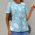 thumbnail image 6 of Beach Seashell Starfish Women's Short Sleeve T-Shirt Crew Neck Casual Summer Trendy Loose Fit Tops, 6 of 6