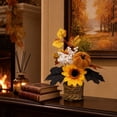 thumbnail image 5 of Mini Artificial Thanksgiving Pumpkin Maple Leaf Potted Plants, Realistic Fall Autumn Greenery Tabletop Ornament, Small Faux Plants Decor for Home Office Desk Indoor Holiday, 5 of 6