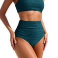 thumbnail image 5 of LIIPEE Womens Swimwear Bottoms Casual Summer Solid Color Elastic High Waist Ladies Holiday Pool Beach Soft Breathable Comfortable Sexy Slim Fit Fashion Ruched Bikinis Swimwear,XXL, 5 of 5