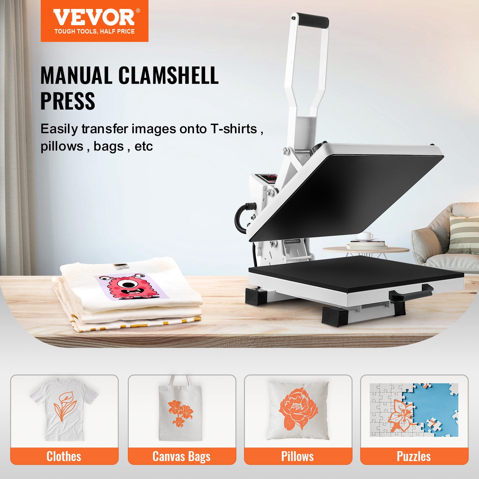 BENTISM Heat Press Machine, 15"x15" Swing Away T Shirt Pressing Machine Multifunction, High Pressure Heat Press Machine, Power Digital Industrial Sublimation Printer for Heat Transfer Viny