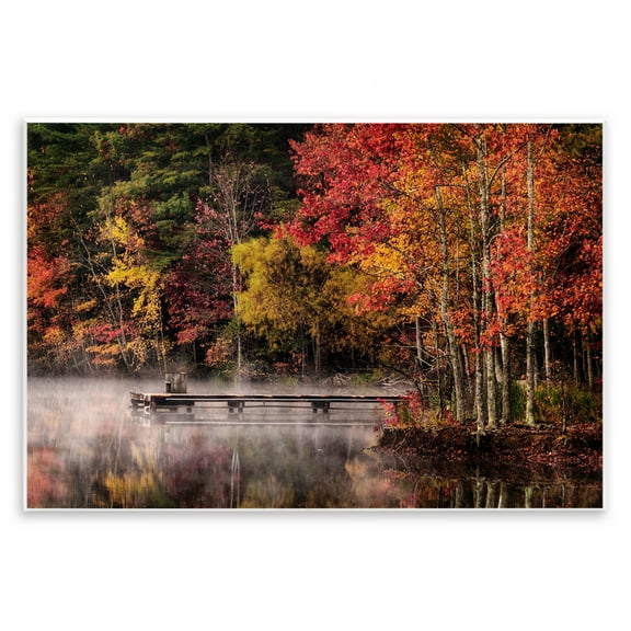 Stupell Industries Autumn Dock Landscape Landscape & Nature Photography Unframed Art Print Wall Art, 15 x 10