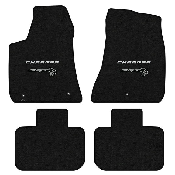 Lloyd Mats LogoMat Custom-Fit 4PC Carpet Floor Mats for 2015-2023 Dodge Charger RWD, Charcoal