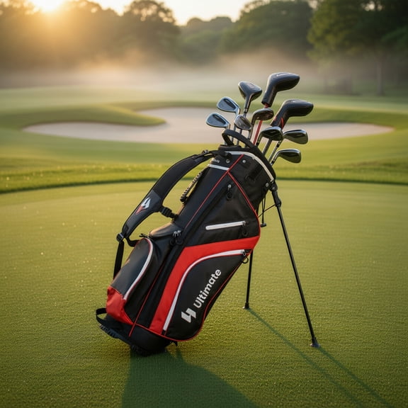 Topcobe Lightweight Golf Stand Bag with 14 Way Top Dividers and 6 Pockets, Golf Bags for Adult, Multiple Pockets, Red