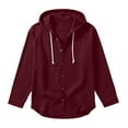 thumbnail image 4 of Men's Cotton Linen Long Sleeve Shirts Button Down Collared Solid Color Hooded Tops Lightweight Casual Loose Fit Hoodies, 4 of 6