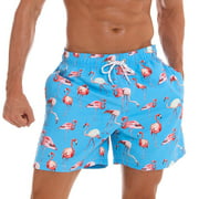Tatum88Mens Swim Shorts Classic Tropical Design Swim Trunks for Summer Beach Vacation (Blue---M)