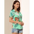 thumbnail image 4 of INSPIRE CHIC Chemise à Manches Courtes Imprimée de Feuilles Florales Hawaïennes pour Femme, 4 of 6