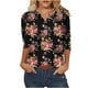 thumbnail image 2 of Fiudx Ofertas Flash Del Día Blusa Holgada con Estampado de Pascua y Cuello Redondo Retro de Manga Tres Cuartos a La Moda para Mujer, 2 of 5