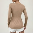 thumbnail image 4 of Gmluru Womens Shirts Trendy Sweaters Lightweight 2025 Solid Casual Kink Front Gathered V-Neck Long Sleeve S T-Shirt S Fall Tops Loose Fit Khaki S-2XL, 4 of 8