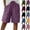 #03 Purple, variant on Women's Cotton Linen Bermuda Shorts Knee Length Elastic Waist Loose Fit Summer Casual Shorts with Pockets, #03 Purple, S