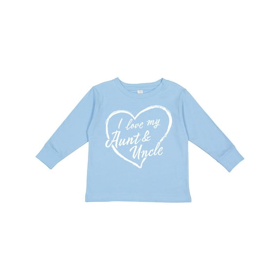 Inktastic I Love My Aunt and Uncle in White Chalk Heart Boys or Girls Long Sleeve Toddler T-Shirt