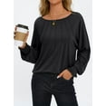 thumbnail image 2 of Gleelaud Womens Fall Fashion Long Sleeve Shirts Fall Tops Pleated Blouse Casual Loose Dressy Basic Tunic Tops Black, 2 of 6
