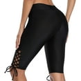 thumbnail image 6 of Women Lace Up Swim Shorts Long Board Shorts High Rise Swim Capris Bottoms, 6 of 7