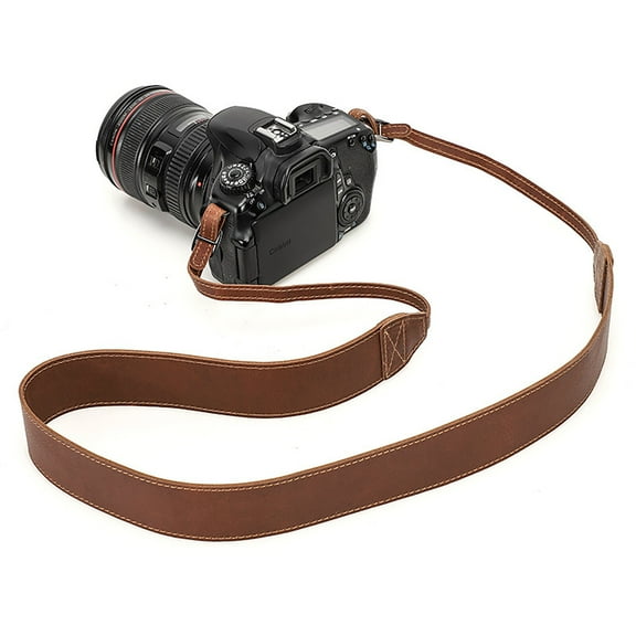 Camera Shoulder Strap Neck Strap – Adjustable Brown Premium Crazy Horse Leather for DSLR SLR, Comfortable & Durable, Universal Fit, High-Quality Hardware, 55.5 Inches Total Length