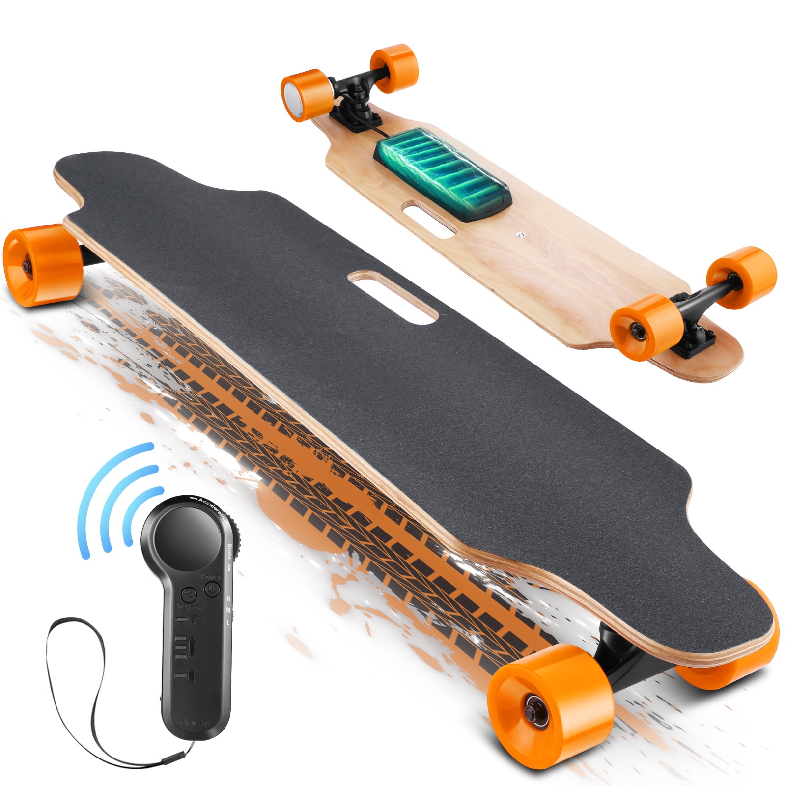 Halloween logik krigerisk 35.4" Electric Longboard for Adults 350W Electric Skateboard with Remote  Control 12 MPH Top Speed E Skateboard Max Load 180 Lbs Christmas Gifts for  Teens - Walmart.com