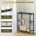 thumbnail image 5 of Broom And Mop Holder, Movable Broom Closet Storage Cabinet, Cleaning Cart with Mop Hanger Gripper Rack, Janitorial Cart, Utility Carts, Laundry Room Organization Home Essentials, 5 of 8