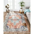 thumbnail image 4 of Taftan Orange/Blue Distressed Oriental Boho Poly-Cotton Area Rug with Tassel, 4 of 8