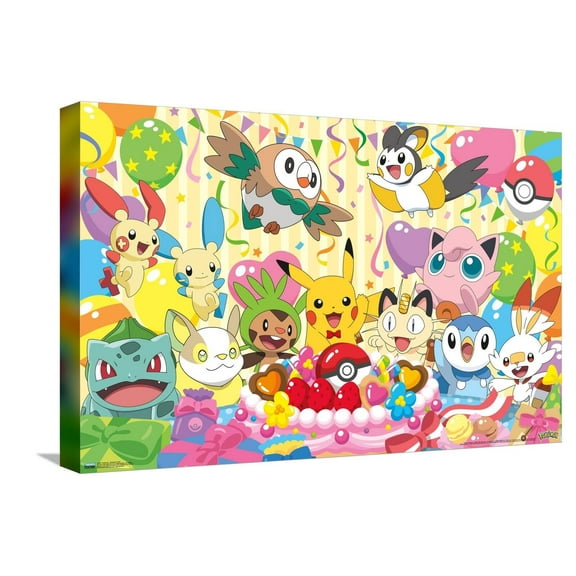 Pokémon - Birthday Party Canvas Wall Poster, 14.725" x 22.375"