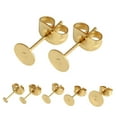 thumbnail image 4 of 50pcs gold plating blank flat pad Ear Stud earring accessory with backs 5mm, 4 of 9