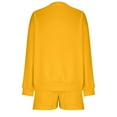 thumbnail image 5 of BXINGOHAI 2 Piece Outfits for Women fall winter Thin Fleece Sets Crewneck Long Sleeved Tops and Elastic Waist Shorts Loungewear Set Sale Yellow,M, 5 of 6