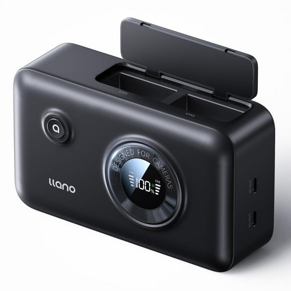 llano 2-in-1 NP-W126S Dual Fast Camera Battery Charger with Built-in 12400mAh Power Bank, PD 20W USB-C Charging, Compatible with Fujifilm NP-W126S NP-