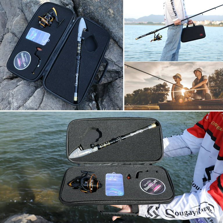Sougayilang Spinning Telescopic Rod and Spinning Reel Fishing Combo -  Carrying Bag Fishing Tackle Full Kit 
