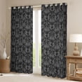 thumbnail image 2 of Feelyou Moth Butterfly Black Out Curtains, Grey Damask Curtains Pack of 2 (42x63 Each), 2 of 6