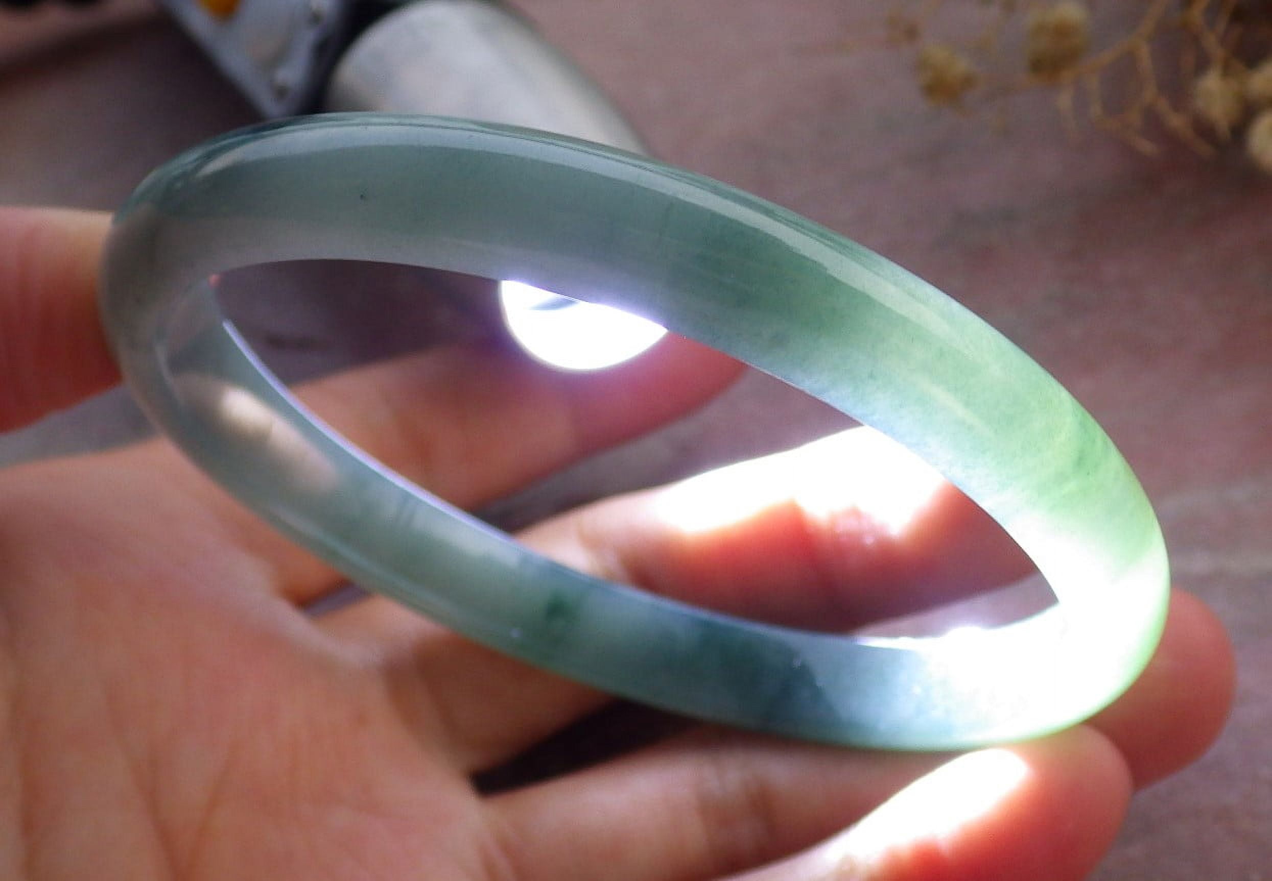 Certifien Icy Green Burma 100% Natural A JADE Jadeite Bangle Bracelet 62 mm 661308 TN