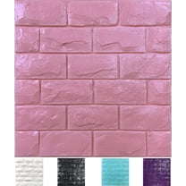 3D Peel And Stick Faux Brick Foam Wall Panel Set, 11-Piece Pink Self Adhesive Stone Look Wall Panels