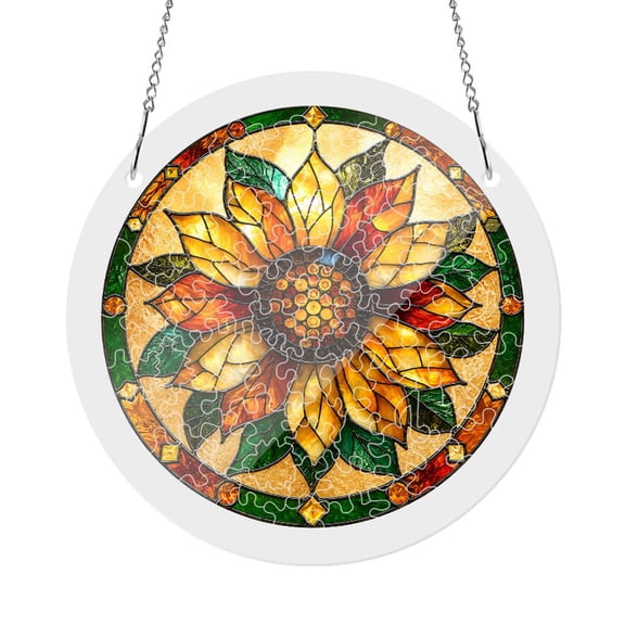 Acrylic Jigsaw Puzzle Sun Catcher, 18cm/24cm Sunflower Acrylic Puzzle Sun Catcher Window Hanging, Colorful Puzzles for Window, Garden, Patio and Home Decor