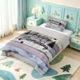 thumbnail image 2 of meiyoeat Rustic Happy Camping Twin Comforter Sets,Vintage Farmhouse Cabin Bedding Set For Boys,Light Gray Reversible,2pcs,1 Comforter and 1 Pillowcase, 2 of 7