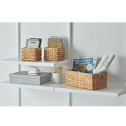 Better Homes & Gardens 3-Piece Natural Woven Water Hyacinth Decorative Storage Basket Set, 16 in x 7 in x 6 in