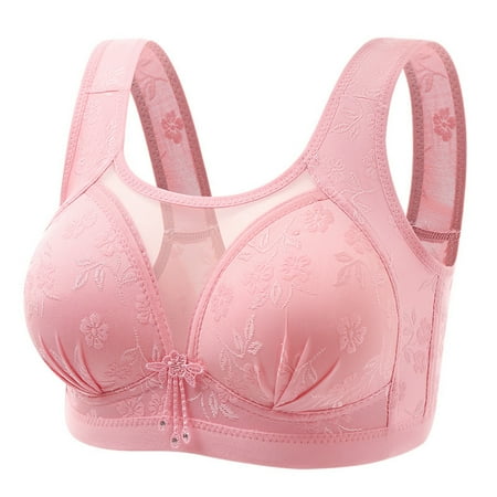 

Spdoo Plus Size Women Bandeau Bra Ultrathin Bras Floral Bras Wirefree Bralette Pink 38