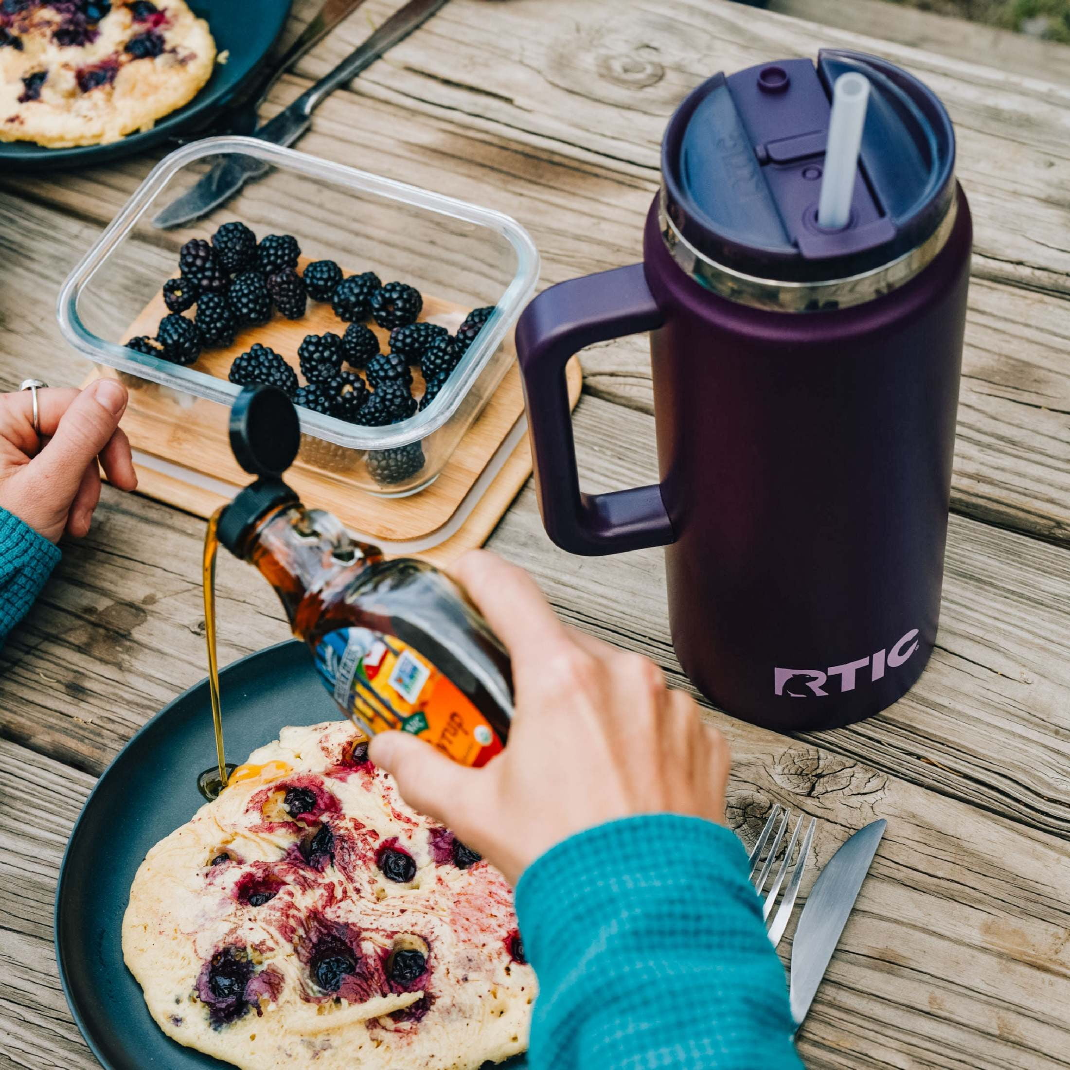 RTIC 64 oz Ceramic Lined Road Trip Tumbler with Handle and Leak