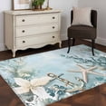 thumbnail image 3 of 3x5 Area Rugs, Blue Coastal Non-Skid Rubber Backing Large Rectangle Rugs - Living Room Bedroom Home Office, Beach Nautical Anchor Starfish Botanical Indoor Floor Mat Carpets Washable Rug, 3 of 9