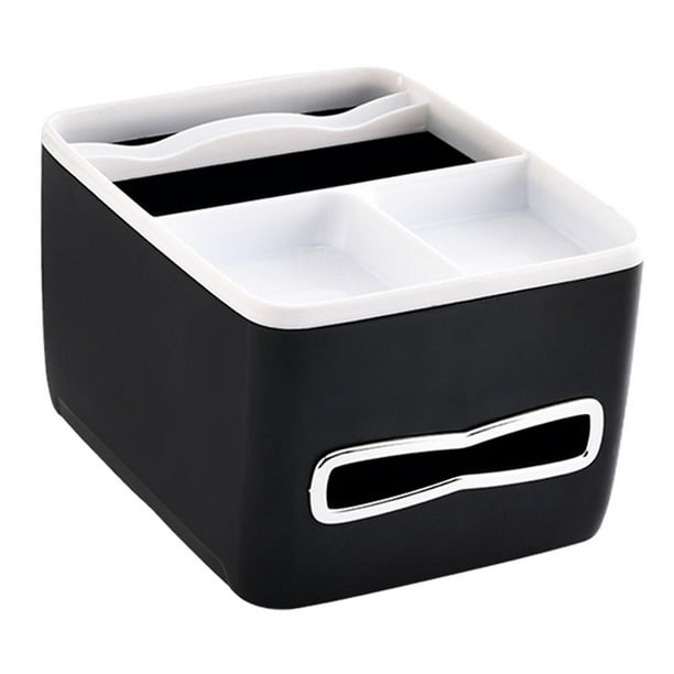Caja de almacenamiento universal para reposabrazos de coche, almacenamiento de pañuelos, fácil de instalar, taza automotriz blanco negro