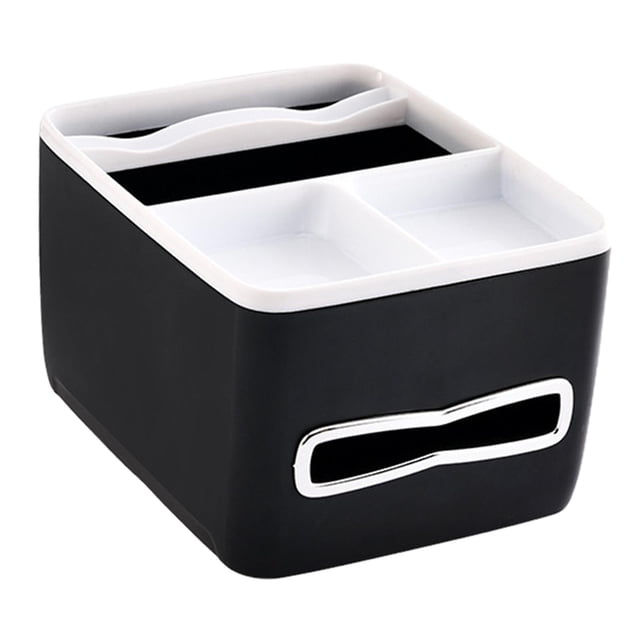 koolsoo Universal Car Armrest Storage Box Tissue Box Automotive Cup Holder Auto Interior black white