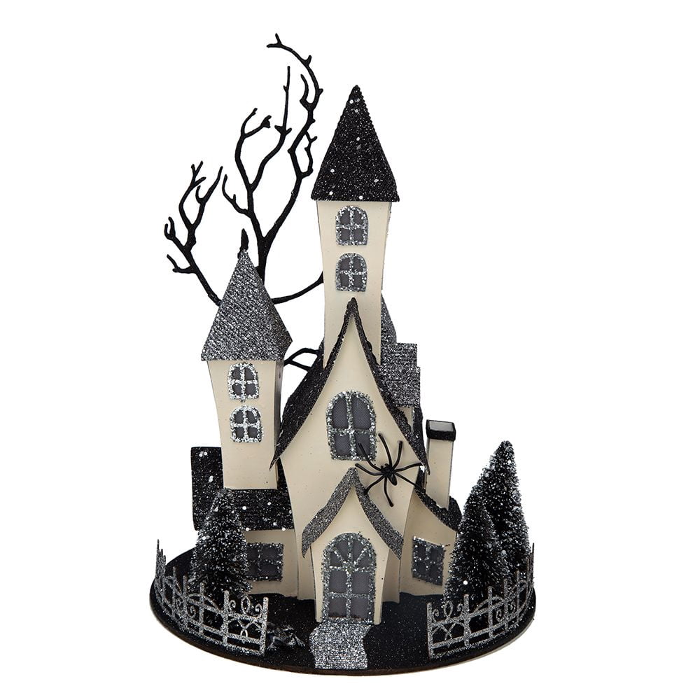Lighted Cardboard Haunted House 13.5IN Halloween Tabletop Decor Battery-Powered Centerpiece