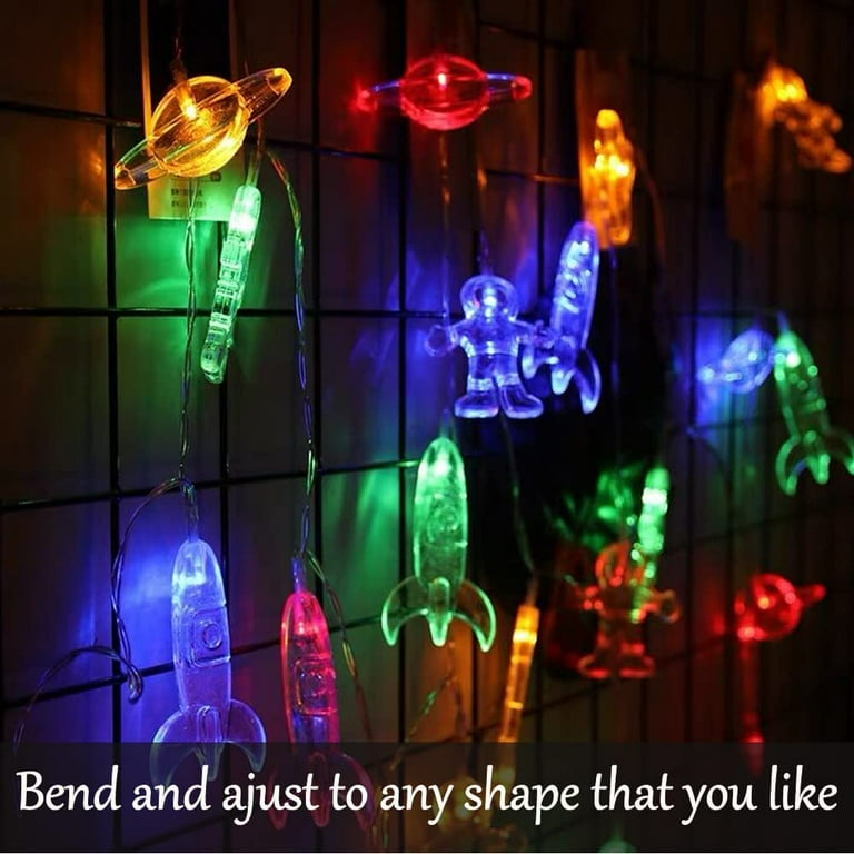 20FT 40 LED Children s Room LED String Light Astronaut Spaceship Rocket Outer Space Room Decor Holiday Party Lights for Kids Bedroom Decor Children